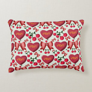 Mother's day cherry bow pattern gift  accent pillow