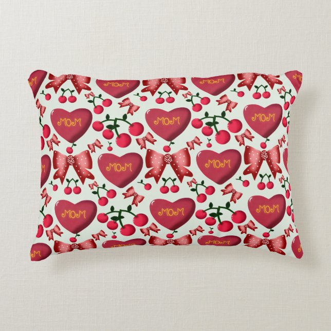 Mother's day cherry bow pattern gift  accent pillow (Front)