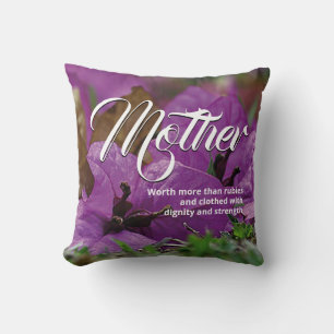 MOTHER'S DAY Christian Proverbs 31 Purple Floral Throw Pillow