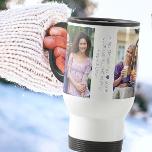 Mother's Day Collage with 3 Photos and Custom Text Travel Mug