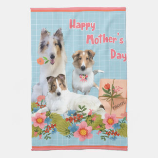 Mother's Day Collies and flowers Kitchen Towel