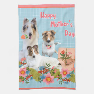 Mother's Day Collies and flowers Kitchen Towel
