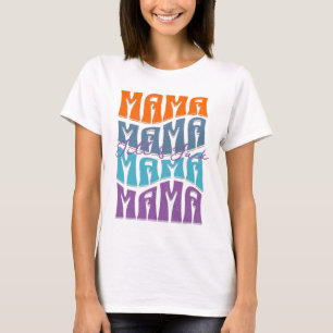 Mother's Day Colourful Typography Mama Kids Name T-Shirt