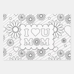 Mother's Day Colouring Pages Wrapping Paper Sheet
