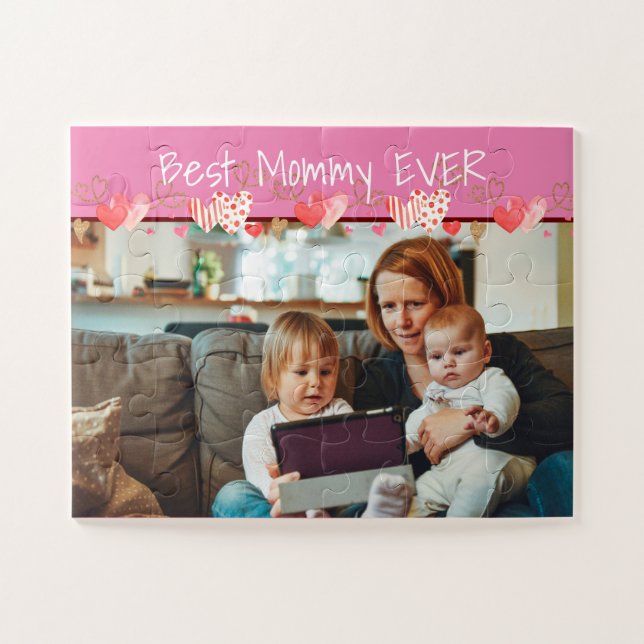 Mothers Day Cstom Photo Best Mommy Ever Cute Jigsaw Puzzle (Horizontal)