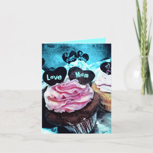 Mother's Day Cupcake Love Mom Blue Card