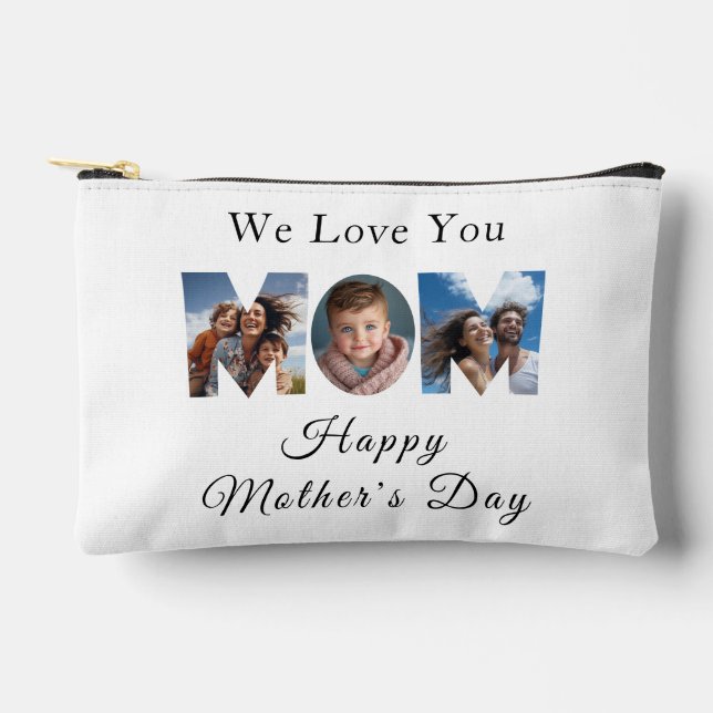 Mothers Day Custom 3 Photo Collage Accessory Pouch (Front)