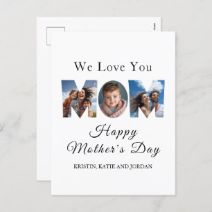 Mothers Day Custom 3 Photo Collage Holiday Postcard