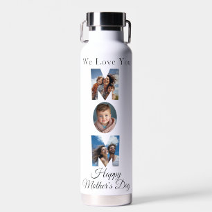 Mothers Day Custom 3 Photo Collage Water Bottle