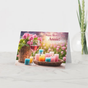 Mothers Day Custom Name Any Name With Wine  Holiday Card