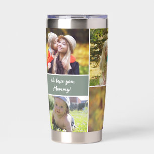 Mother's day Custom Photo Collage Sage Green  Insulated Tumbler