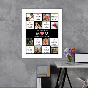Mothers Day Custom Photo Collage With Mom Quotes Poster