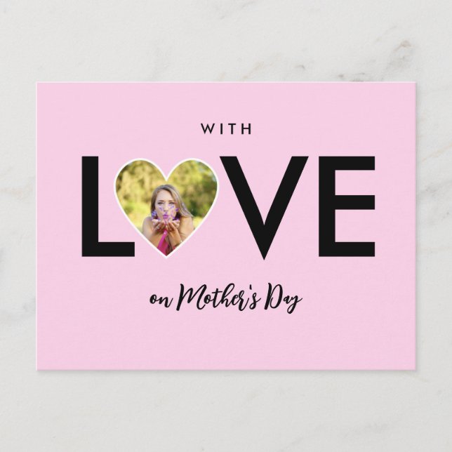 Mothers Day Custom Photo Pink Heart Frame Postcard (Front)