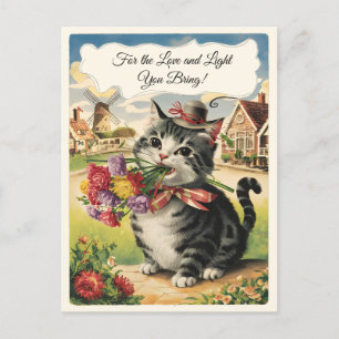 Mother's Day customizable cute vintage cat retro Postcard