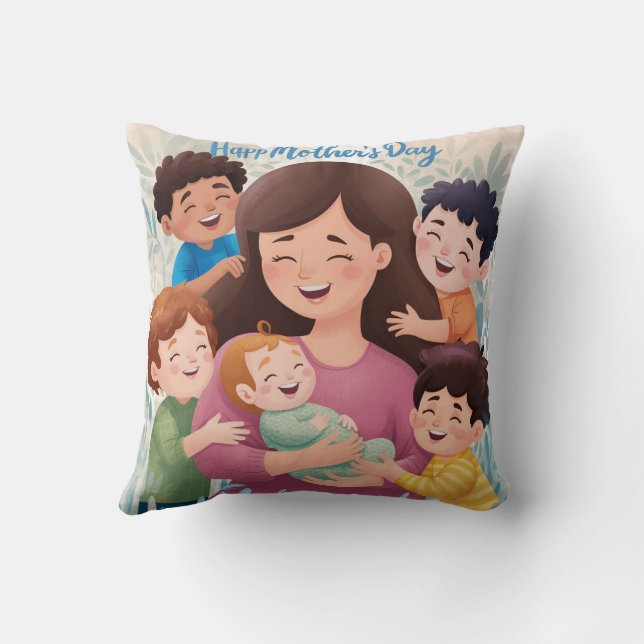 mother's day  customize Throw Pillow (Back)