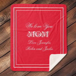 Mother's Day Customized Names Gorgeous Chic Red Sherpa Blanket