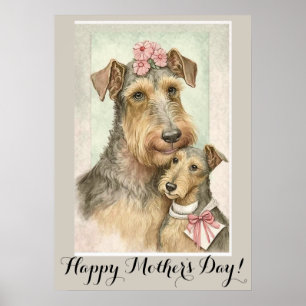Mothers day Cute Airedale Terrier Dog Mom Poster
