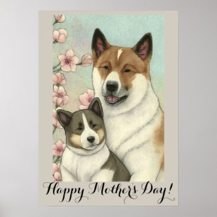 Mothers day Cute Akita inu Dog Mom  Poster