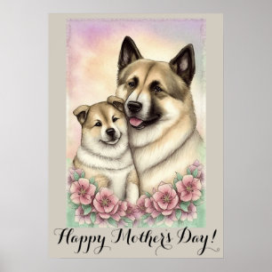 Mothers day Cute American Akita Dog Mom Poster