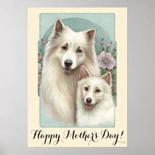 Mothers day Cute American Eskimo Dog Mom Poster