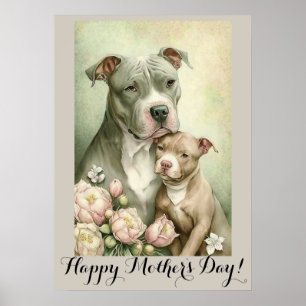 Mothers day Cute American Pit Bullterier Dog Mom Poster