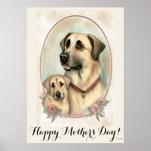 Mothers day Cute Anatolian Shepherd Dog Mom Poster