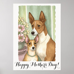Mothers day Cute Basenji Dog Mom Poster