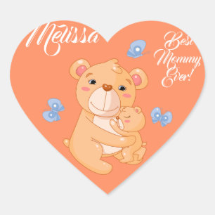 Mother's Day Cute Bears.  Heart Sticker