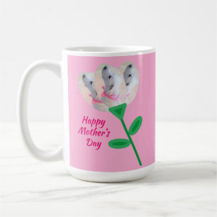 Mother's Day Cute White Puppy Dog Flower Pink Coffee Mug