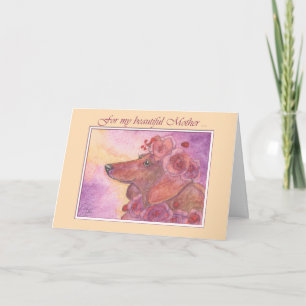 Mother's Day, dachshund dog & roses card