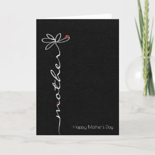 Mother's Day daisy and ladybugs on black Card