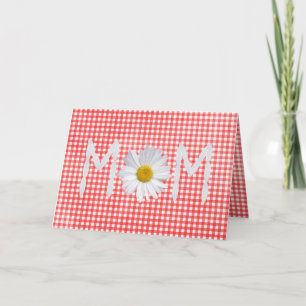 Mother's Day daisy on red and white gingham Card