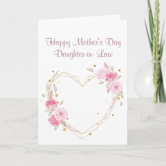 Mother's Day Daughter in Law Flower Heart Card (Front)
