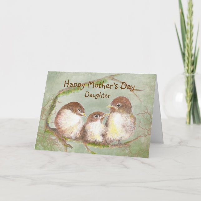 Mother's Day Daughter  Sparrow Bird Family Card (Front)