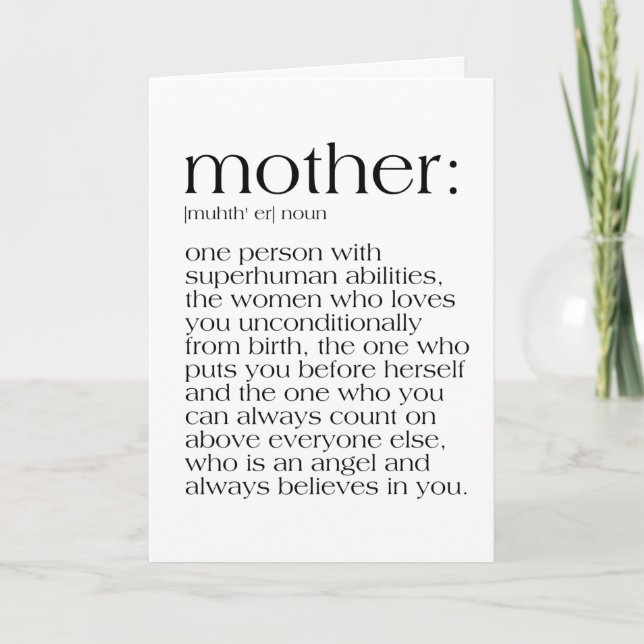 Mother's Day Definition of a Mother Card (Front)
