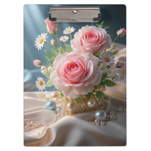 Mothers day Delicate pink roses and white daisies  Clipboard