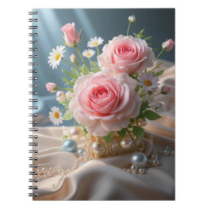 Mothers day Delicate pink roses and white daisies  Notebook