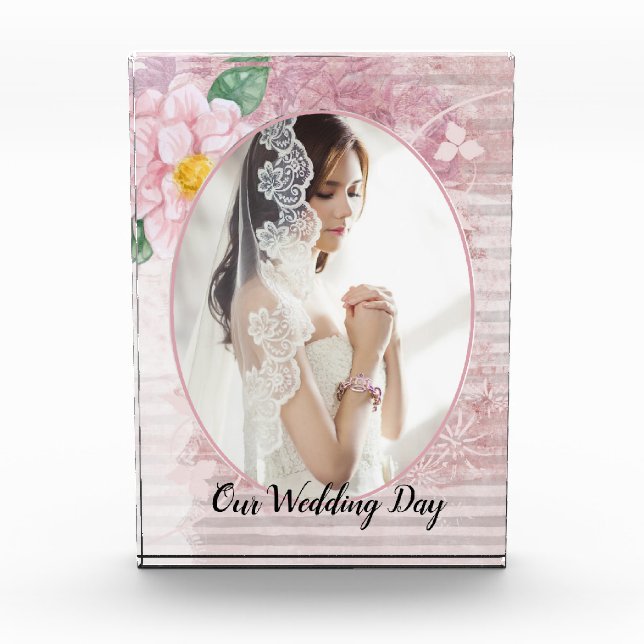 Mother's Day Distressed Vintage Pink Photo Wedding (Front)