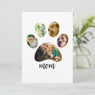 Mothers Day Dog mom   5 Paw Print Photo Collage Holiday Card