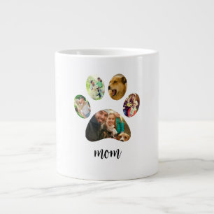 Mothers Day Dog mom 5 Paw Print Photo Collage Large Coffee Mug