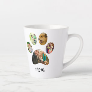 Mothers Day Dog mom   5 Paw Print Photo Collage Latte Mug
