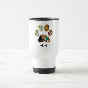 Mothers Day Dog mom 5 Paw Print Photo Collage Travel Mug
