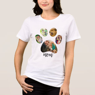 Mothers Day Dog mom   5 Paw Print Photo Collage Tri-Blend Shirt