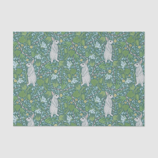 Mother's Day Easter White Bunny in Spring Garden Tissue Paper (Front)