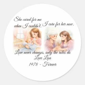 Mother's Day Elders Care  Throw Pillow Classic Round Sticker