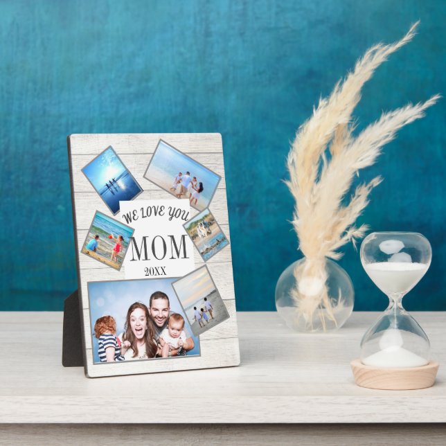 Mothers Day Family Photo Scattered  Rustic Wood  Plaque (Side)