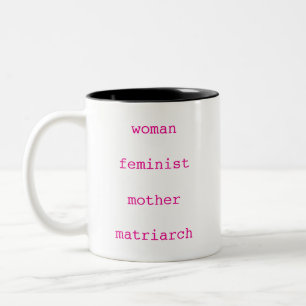 Mother's Day Feminist Hot Pink Typewriter Script Two-Tone Coffee Mug