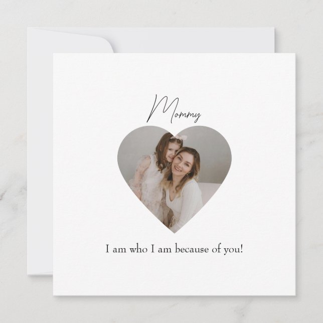 Mother's Day Flat Holiday Card with Heart Photo (Front)