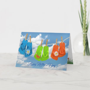 Mother's Day flip flops on clotheline Card