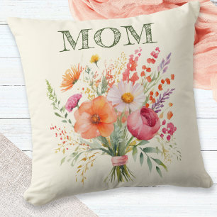 Mother's Day Floral Bouquet Pretty Mom Decor Throw Pillow